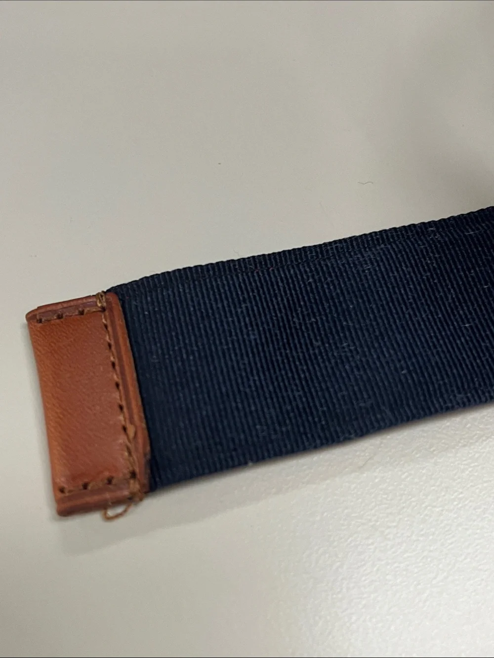 Polo Ralph Lauren Red & Navy Striped Fabric Belt w/ Leather Tab reversible